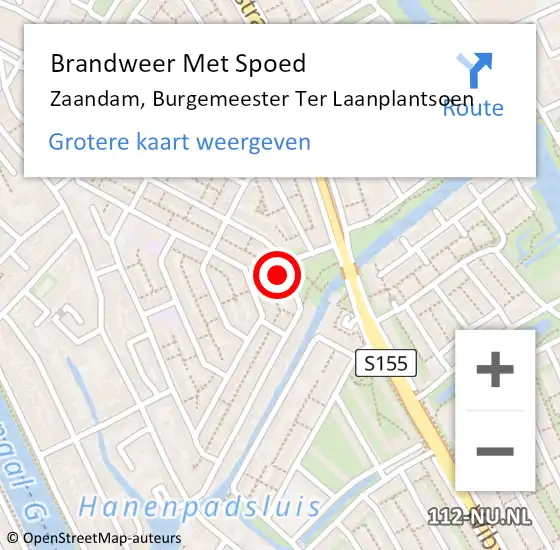 Locatie op kaart van de 112 melding: Brandweer Met Spoed Naar Zaandam, Burgemeester Ter Laanplantsoen op 20 juli 2022 13:22