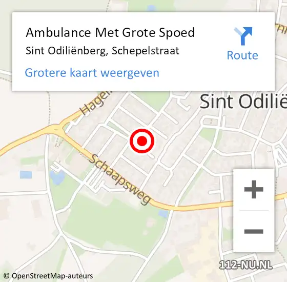 Locatie op kaart van de 112 melding: Ambulance Met Grote Spoed Naar Sint Odiliënberg, Schepelstraat op 20 juli 2022 13:37