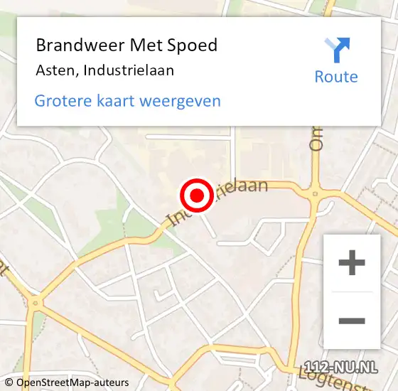 Locatie op kaart van de 112 melding: Brandweer Met Spoed Naar Asten, Industrielaan op 20 juli 2022 13:40