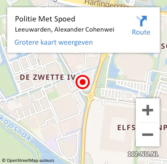 Locatie op kaart van de 112 melding: Politie Met Spoed Naar Leeuwarden, Alexander Cohenwei op 20 juli 2022 13:52