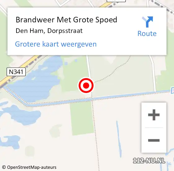 Locatie op kaart van de 112 melding: Brandweer Met Grote Spoed Naar Den Ham, Dorpsstraat op 20 juli 2022 14:07