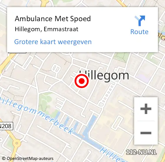 Locatie op kaart van de 112 melding: Ambulance Met Spoed Naar Hillegom, Emmastraat op 20 juli 2022 14:36