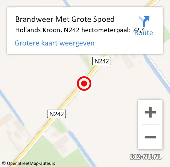 Locatie op kaart van de 112 melding: Brandweer Met Grote Spoed Naar Hollands Kroon, N242 hectometerpaal: 72,4 op 20 juli 2022 14:44