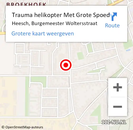 Locatie op kaart van de 112 melding: Trauma helikopter Met Grote Spoed Naar Heesch, Burgemeester Woltersstraat op 20 juli 2022 14:45