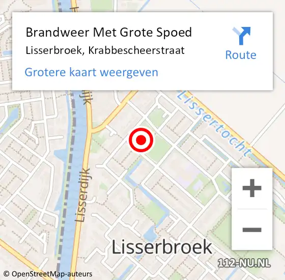 Locatie op kaart van de 112 melding: Brandweer Met Grote Spoed Naar Lisserbroek, Krabbescheerstraat op 20 juli 2022 14:48