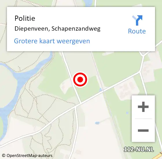 Locatie op kaart van de 112 melding: Politie Diepenveen, Schapenzandweg op 20 juli 2022 14:50