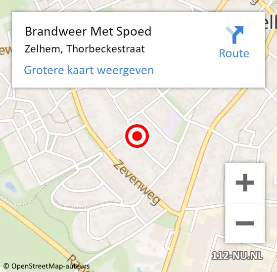 Locatie op kaart van de 112 melding: Brandweer Met Spoed Naar Zelhem, Thorbeckestraat op 20 juli 2022 15:01