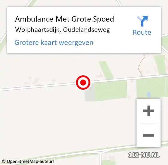 Locatie op kaart van de 112 melding: Ambulance Met Grote Spoed Naar Wolphaartsdijk, Oudelandseweg op 23 juli 2014 20:16