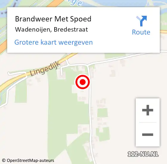 Locatie op kaart van de 112 melding: Brandweer Met Spoed Naar Wadenoijen, Bredestraat op 23 juli 2014 20:16