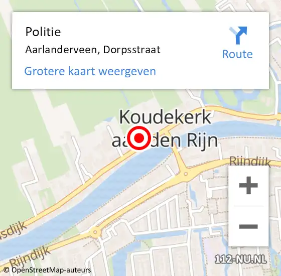 Locatie op kaart van de 112 melding: Politie Aarlanderveen, Dorpsstraat op 20 juli 2022 15:09