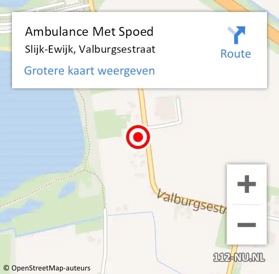 Locatie op kaart van de 112 melding: Ambulance Met Spoed Naar Slijk-Ewijk, Valburgsestraat op 20 juli 2022 15:10