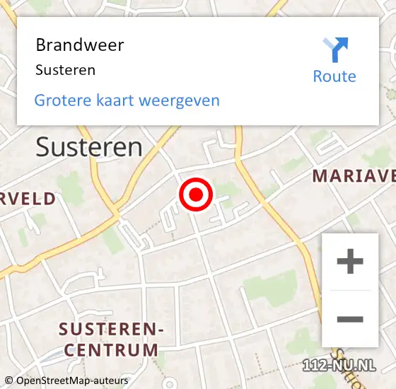 Locatie op kaart van de 112 melding: Brandweer Susteren op 20 juli 2022 15:33