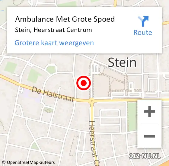 Locatie op kaart van de 112 melding: Ambulance Met Grote Spoed Naar Stein, Heerstraat Centrum op 20 juli 2022 16:00