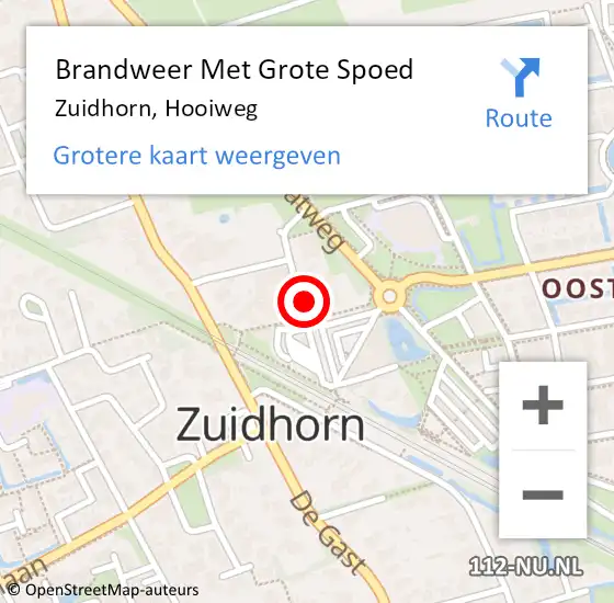 Locatie op kaart van de 112 melding: Brandweer Met Grote Spoed Naar Zuidhorn, Hooiweg op 20 juli 2022 16:03