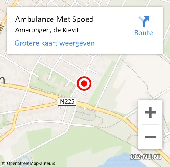 Locatie op kaart van de 112 melding: Ambulance Met Spoed Naar Amerongen, de Kievit op 23 juli 2014 20:26