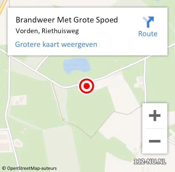 Locatie op kaart van de 112 melding: Brandweer Met Grote Spoed Naar Vorden, Riethuisweg op 20 juli 2022 16:13