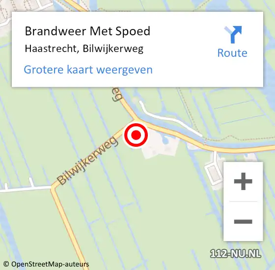 Locatie op kaart van de 112 melding: Brandweer Met Spoed Naar Haastrecht, Bilwijkerweg op 20 juli 2022 16:17