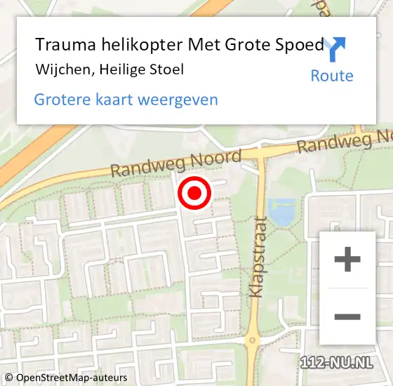 Locatie op kaart van de 112 melding: Trauma helikopter Met Grote Spoed Naar Wijchen, Heilige Stoel op 20 juli 2022 16:23