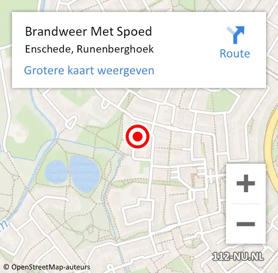 Locatie op kaart van de 112 melding: Brandweer Met Spoed Naar Enschede, Runenberghoek op 20 juli 2022 16:31