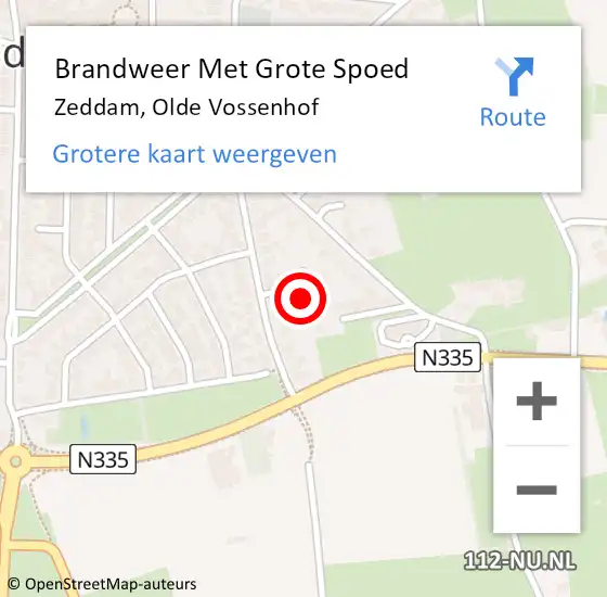 Locatie op kaart van de 112 melding: Brandweer Met Grote Spoed Naar Zeddam, Olde Vossenhof op 20 juli 2022 16:37