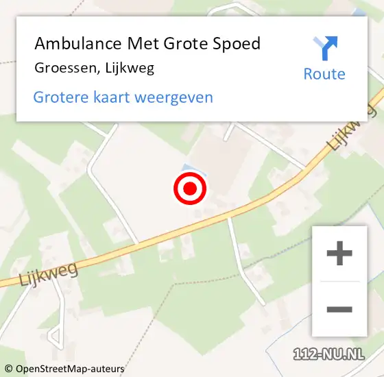 Locatie op kaart van de 112 melding: Ambulance Met Grote Spoed Naar Groessen, Lijkweg op 20 juli 2022 16:44