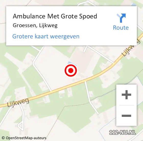 Locatie op kaart van de 112 melding: Ambulance Met Grote Spoed Naar Groessen, Lijkweg op 20 juli 2022 16:45