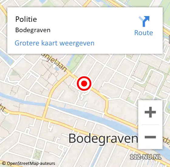 Locatie op kaart van de 112 melding: Politie Bodegraven op 20 juli 2022 16:59