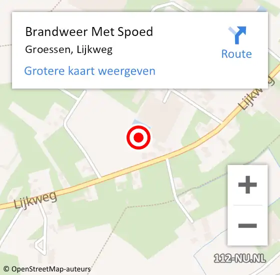 Locatie op kaart van de 112 melding: Brandweer Met Spoed Naar Groessen, Lijkweg op 20 juli 2022 17:03