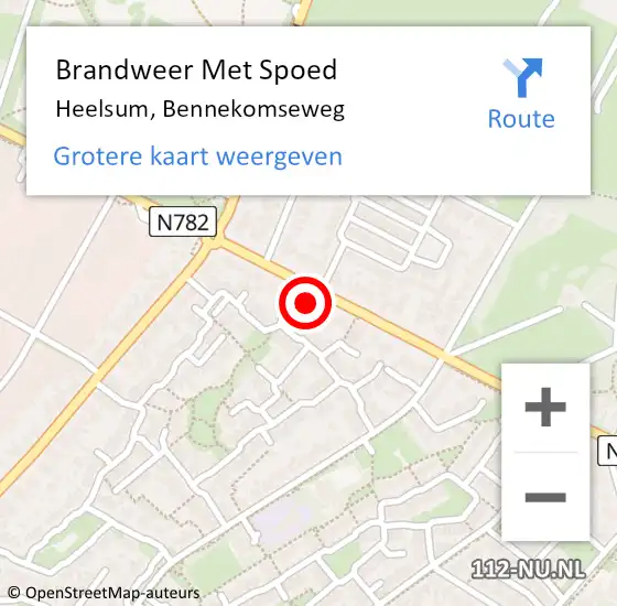 Locatie op kaart van de 112 melding: Brandweer Met Spoed Naar Heelsum, Bennekomseweg op 20 juli 2022 17:10