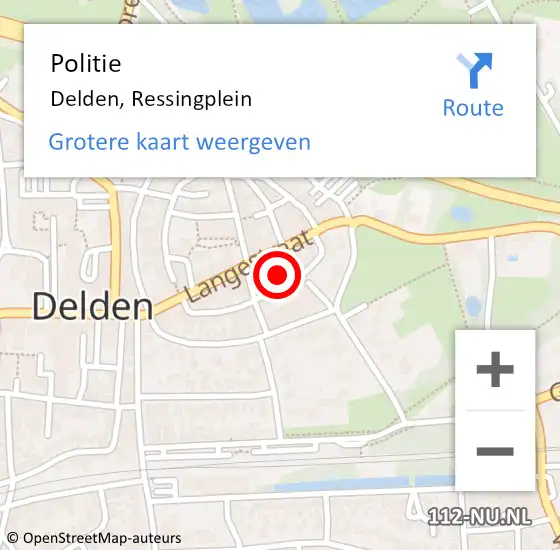 Locatie op kaart van de 112 melding: Politie Delden, Ressingplein op 20 juli 2022 17:22