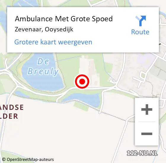 Locatie op kaart van de 112 melding: Ambulance Met Grote Spoed Naar Zevenaar, Ooysedijk op 20 juli 2022 17:28