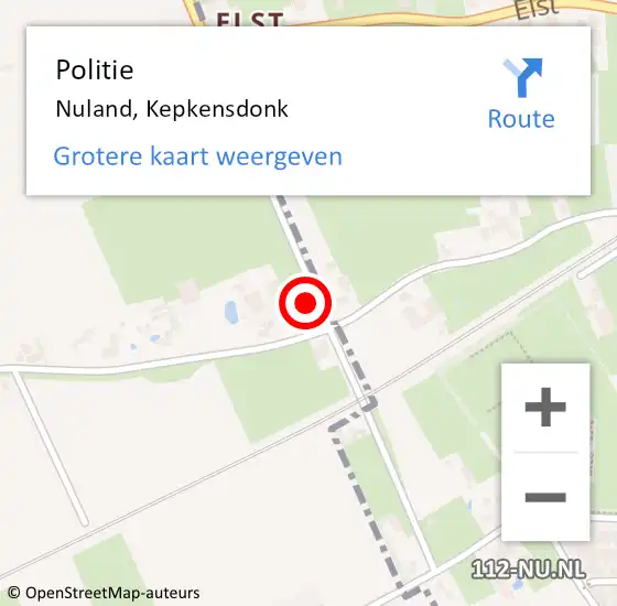 Locatie op kaart van de 112 melding: Politie Nuland, Kepkensdonk op 20 juli 2022 17:29