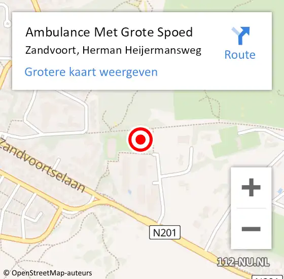 Locatie op kaart van de 112 melding: Ambulance Met Grote Spoed Naar Zandvoort, Herman Heijermansweg op 20 juli 2022 17:54