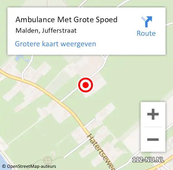 Locatie op kaart van de 112 melding: Ambulance Met Grote Spoed Naar Malden, Jufferstraat op 20 juli 2022 18:04
