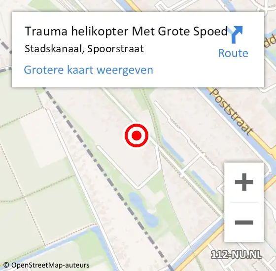Locatie op kaart van de 112 melding: Trauma helikopter Met Grote Spoed Naar Stadskanaal, Spoorstraat op 20 juli 2022 18:20
