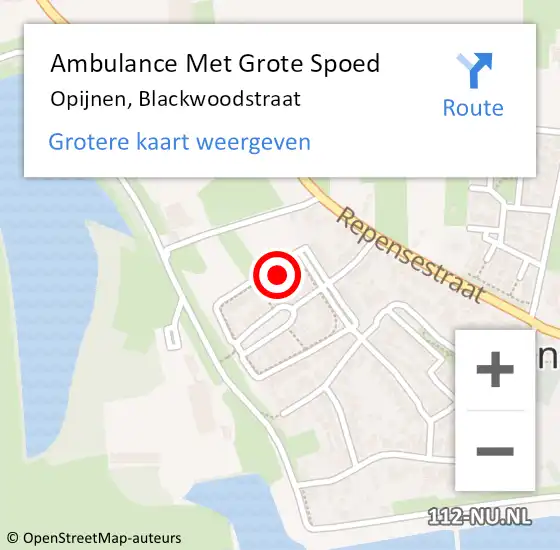 Locatie op kaart van de 112 melding: Ambulance Met Grote Spoed Naar Opijnen, Blackwoodstraat op 20 juli 2022 18:38