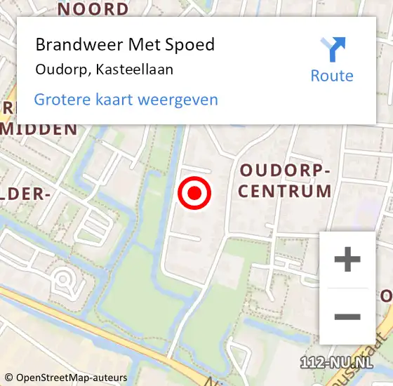 Locatie op kaart van de 112 melding: Brandweer Met Spoed Naar Oudorp, Kasteellaan op 20 juli 2022 19:05