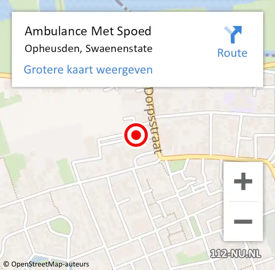 Locatie op kaart van de 112 melding: Ambulance Met Spoed Naar Opheusden, Swaenenstate op 20 juli 2022 19:23