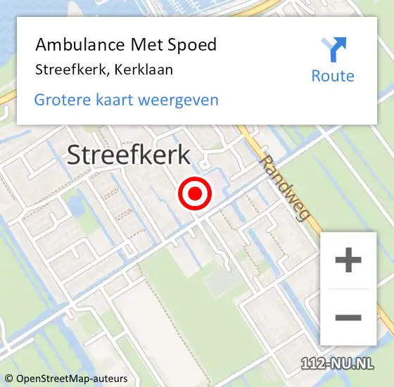 Locatie op kaart van de 112 melding: Ambulance Met Spoed Naar Streefkerk, Kerklaan op 20 juli 2022 19:26