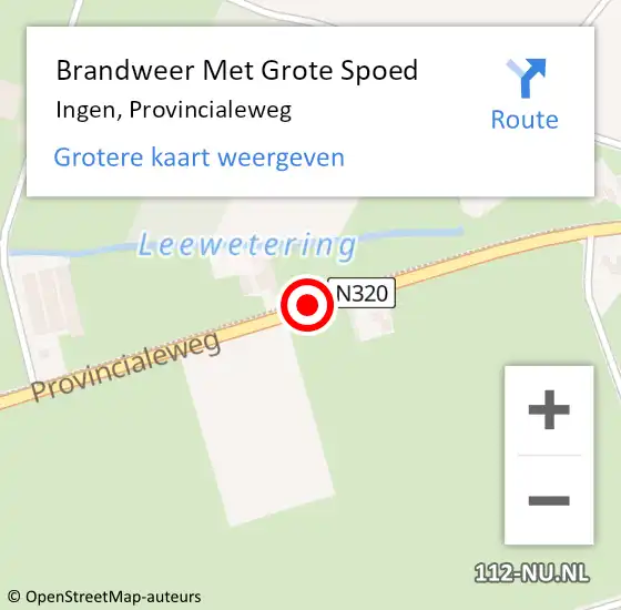 Locatie op kaart van de 112 melding: Brandweer Met Grote Spoed Naar Ingen, Provincialeweg op 23 juli 2014 20:46