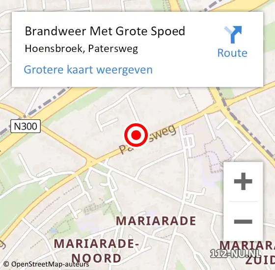 Locatie op kaart van de 112 melding: Brandweer Met Grote Spoed Naar Hoensbroek, Patersweg op 20 juli 2022 19:32