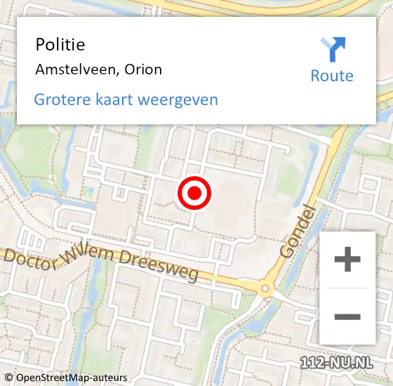 Locatie op kaart van de 112 melding: Politie Amstelveen, Orion op 23 juli 2014 20:49