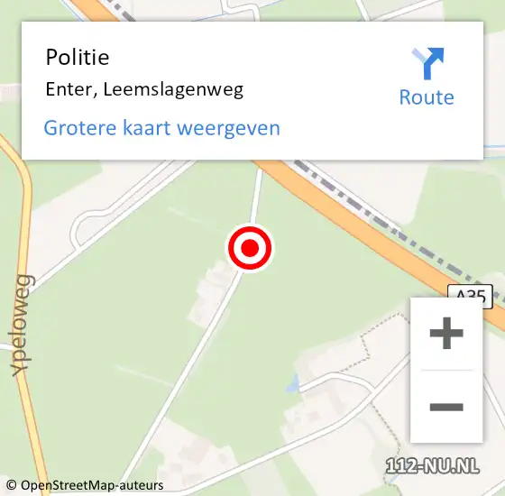 Locatie op kaart van de 112 melding: Politie Enter, Leemslagenweg op 20 juli 2022 19:52