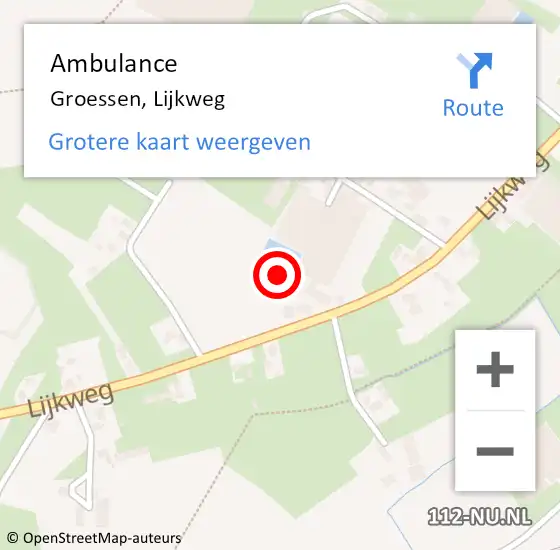 Locatie op kaart van de 112 melding: Ambulance Groessen, Lijkweg op 20 juli 2022 20:01