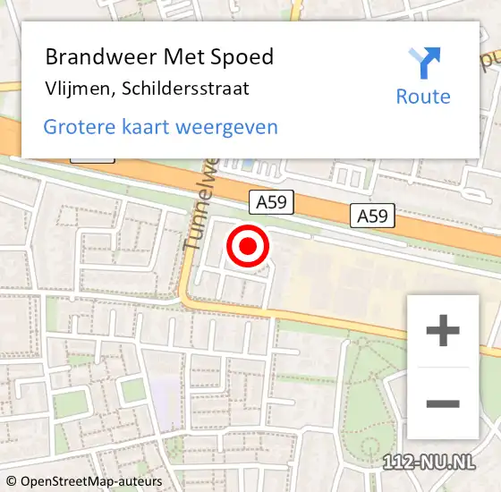 Locatie op kaart van de 112 melding: Brandweer Met Spoed Naar Vlijmen, Schildersstraat op 20 juli 2022 20:44