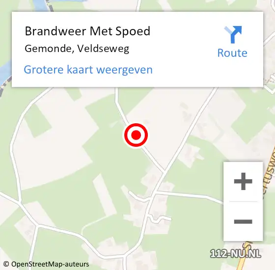 Locatie op kaart van de 112 melding: Brandweer Met Spoed Naar Gemonde, Veldseweg op 20 juli 2022 21:05