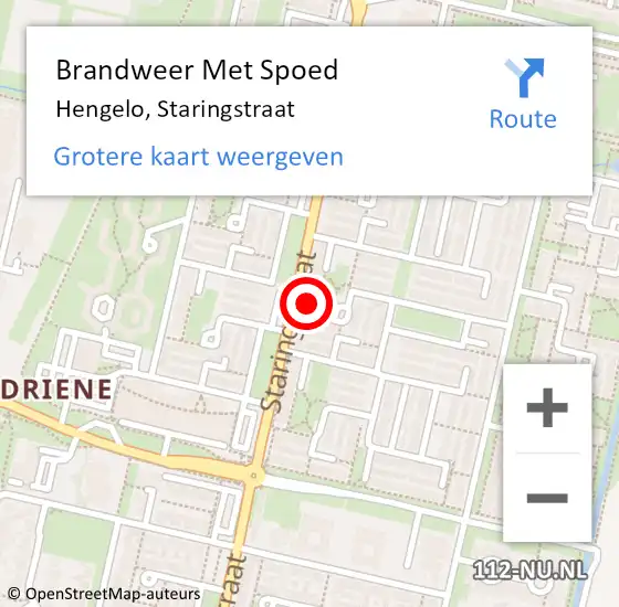 Locatie op kaart van de 112 melding: Brandweer Met Spoed Naar Hengelo, Staringstraat op 20 juli 2022 21:50