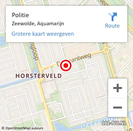 Locatie op kaart van de 112 melding: Politie Zeewolde, Aquamarijn op 20 juli 2022 22:46