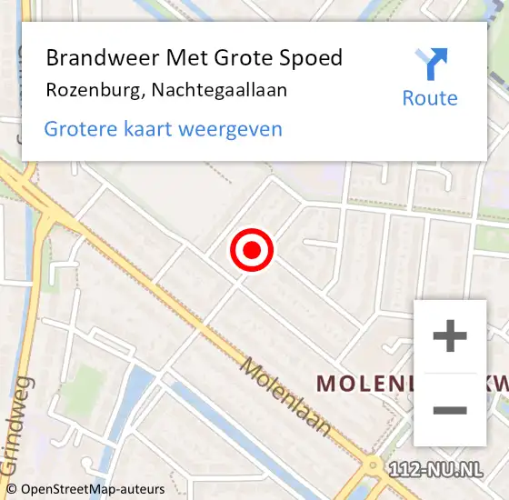 Locatie op kaart van de 112 melding: Brandweer Met Grote Spoed Naar Rozenburg, Nachtegaallaan op 20 juli 2022 23:19