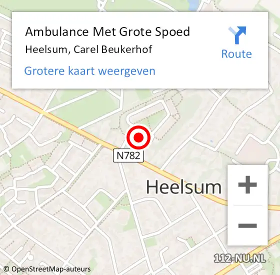 Locatie op kaart van de 112 melding: Ambulance Met Grote Spoed Naar Heelsum, Carel Beukerhof op 20 juli 2022 23:27